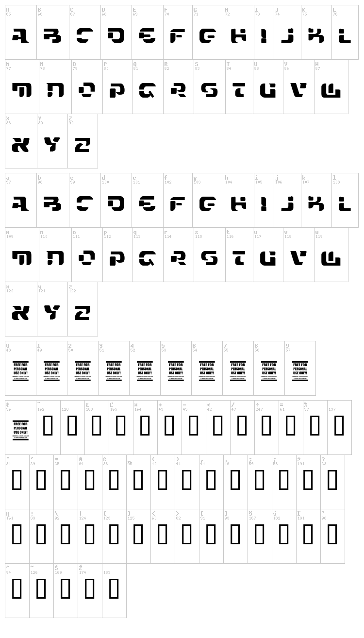 VTKS Future font map